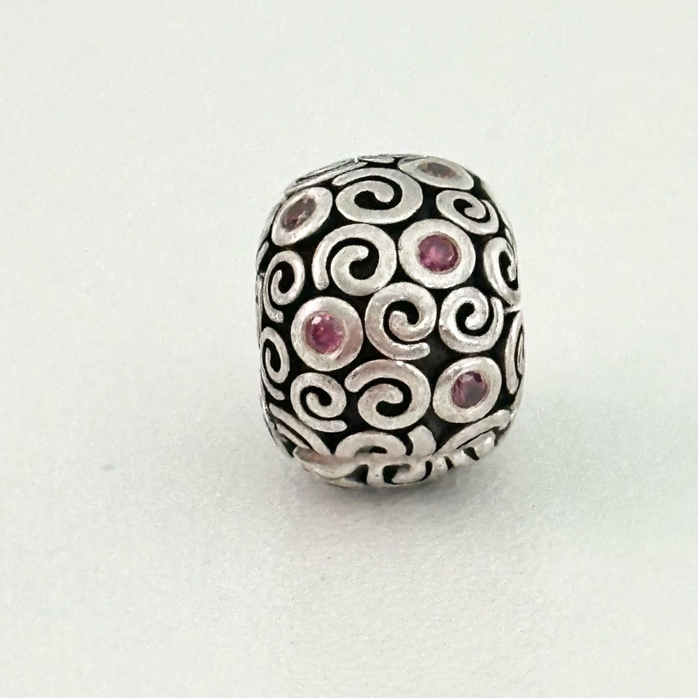 Pandora Pink CZ Wind Swirls Clip Rare Retired Charm